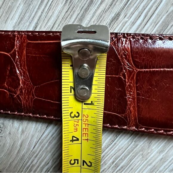 Ralph Lauren Alligator Mahogany Brown Sterling Silver Wide Belt Size 28 - Picture 9 of 14